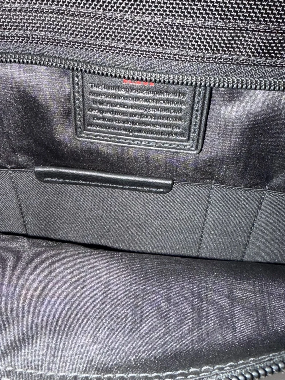 Tumi Black Nylon Laptop Briefcase with Subtle Red Logo
